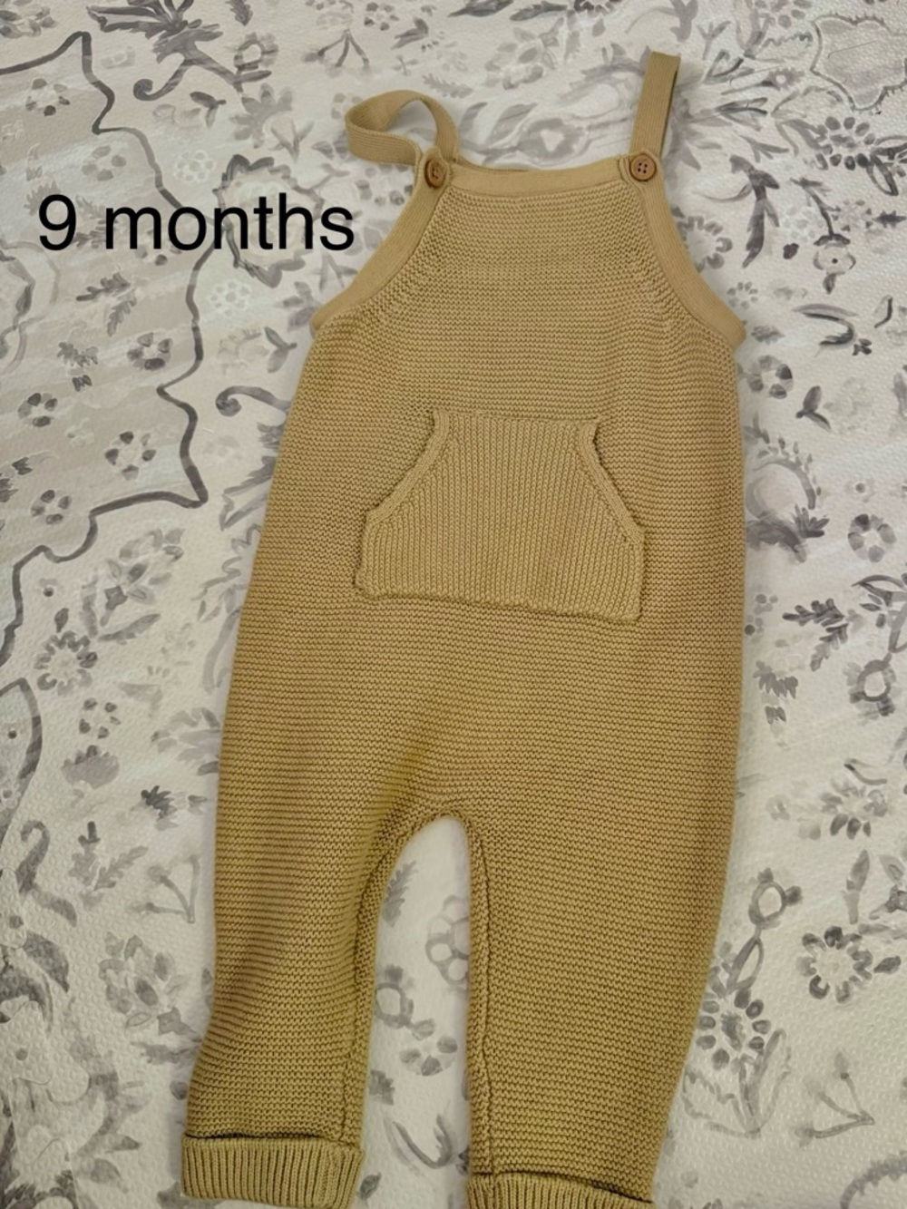 Knit Baby Overalls Romper in OLIVE GREEN